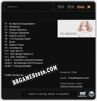 ReKuroi: Trainer Atualizado v1.3 (todos os cheats)