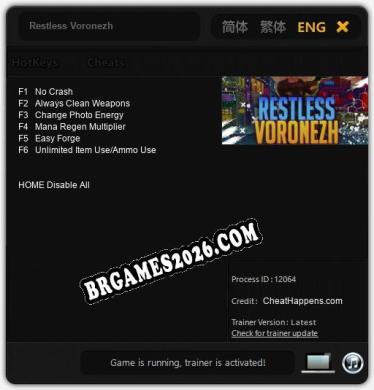 Restless Voronezh - Trainer Funcional +6 funções