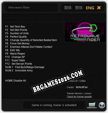 Retrowave Rider: TRAINER E CHEATS (V1.0.13)