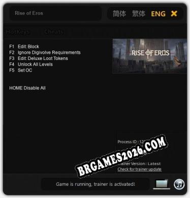 Trainer para Rise of Eros [v1.0.1]