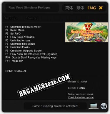 Road Food Simulator Prologue - Trainer Funcional +11 funções