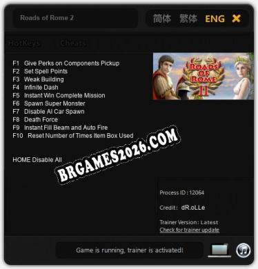 Roads of Rome 2 - Trainer Funcional +10 funções