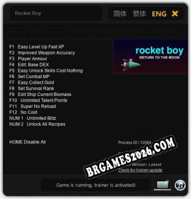 Cheats Rocket Boy - Trainer v3.9 por MrAntiFan