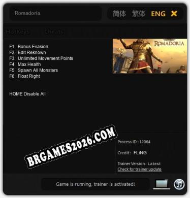Romadoria: Trainer Atualizado v1.9 (todos os cheats)