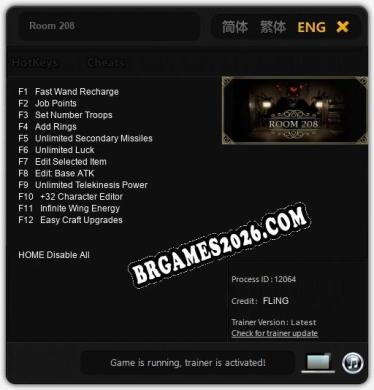 Room 208 Trainer +12 by FLiNG [Última versão]