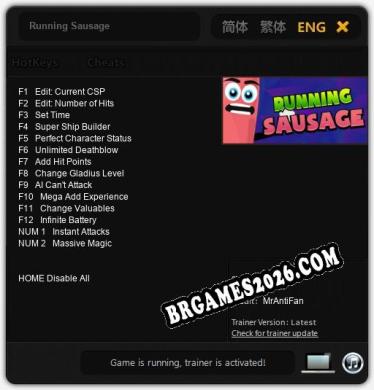Cheats Running Sausage - Trainer v4.9 por MrAntiFan