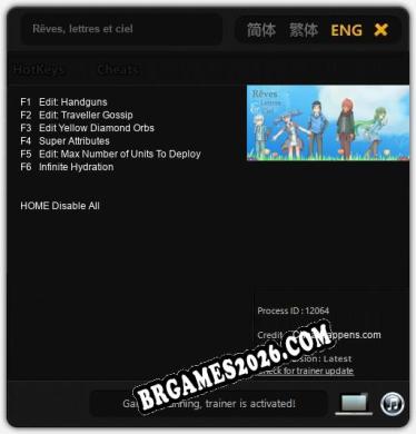 Rêves, lettres et ciel: Trainer Gratuito (+6 cheats)