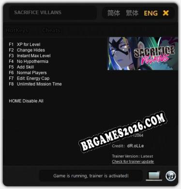 Trainer SACRIFICE VILLAINS [PC] - 8 funções ativas