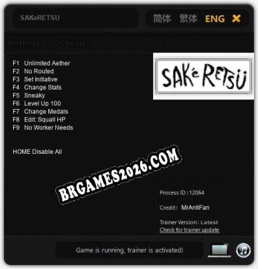SAKeRETSU Trainer +9 by MrAntiFan [Última versão]