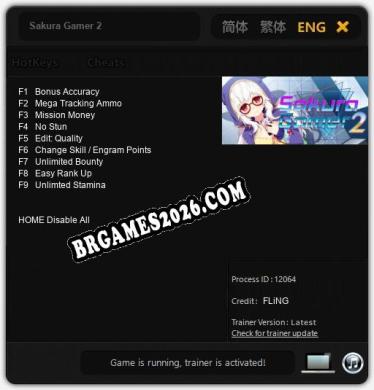 Sakura Gamer 2 - Cheat Trainer +9 [Edição FLiNG]