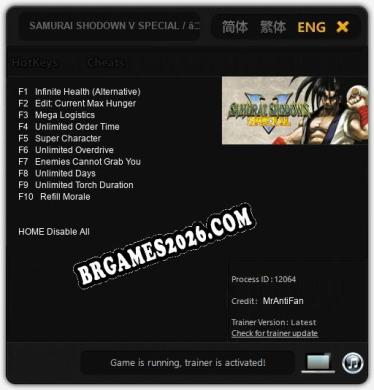Cheats SAMURAI SHODOWN V SPECIAL / サムライスピリッツ零スペシャル - Trainer v4.9 por MrAntiFan