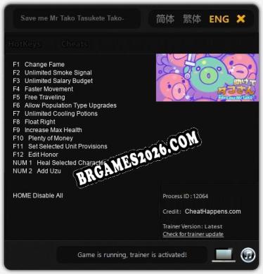 Trainer e cheats para Save me Mr Tako Tasukete Tako-San - 14 opções