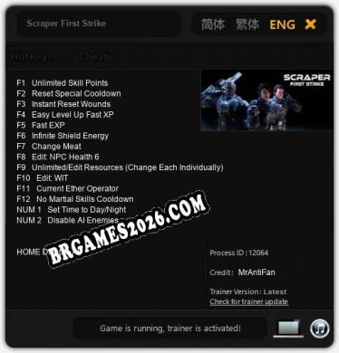 Trainer Scraper First Strike [PC] - 14 funções ativas