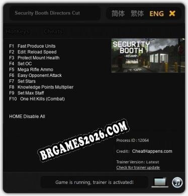Security Booth Directors Cut - Trainer Funcional +10 funções