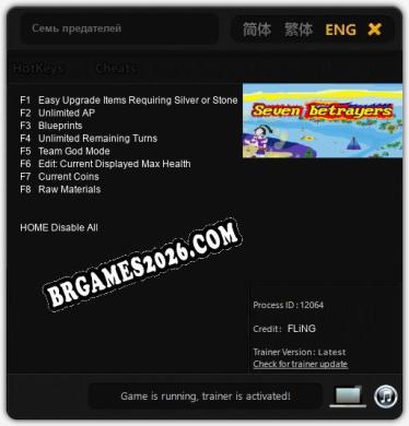 Семь предателей Trainer +8 by FLiNG [Última versão]