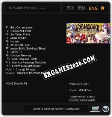 SENGOKU Princess ～ 天下統一は姫武将と共に ～ - Cheat Trainer +14 [Edição MrAntiFan]