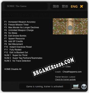 SENSE The Game Trainer - 15 funções [Download Gratuito]