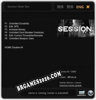 Session Skate Sim - Trainer Funcional +6 funções