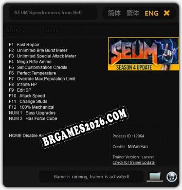 SEUM Speedrunners from Hell - Trainer Funcional +14 funções