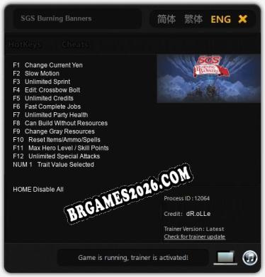 SGS Burning Banners: Trainer Gratuito (+13 cheats)