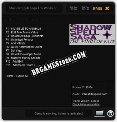 Shadow Spell Saga The Winds of Fate: Trainer Completo (v2.0.7)