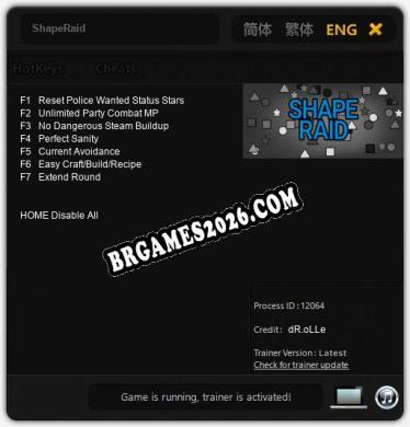 Trainer e cheats para ShapeRaid - 7 opções