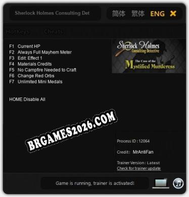 Sherlock Holmes Consulting Detective The Case of the Mystified Murderess Trainer - 7 funções [Download Gratuito]