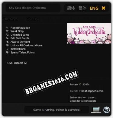 Shy Cats Hidden Orchestra: Trainer Atualizado v1.9 (todos os cheats)