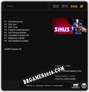 Trainer Sinus [PC] - 8 funções ativas