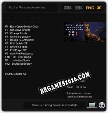 Six-Ear Macaque Awakening Trainer +12 by dR.oLLe [Última versão]