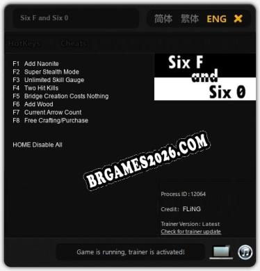 Trainer Six F and Six 0 [PC] - 8 funções ativas