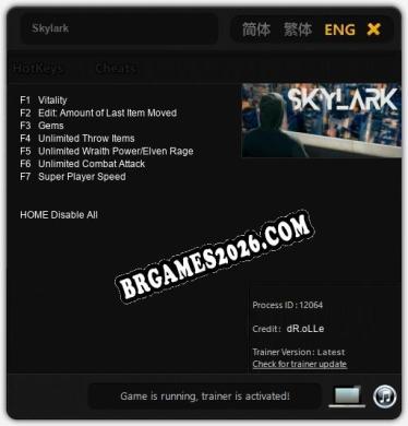 Skylark: Trainer Completo (v2.0.9)