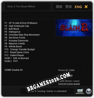 Slain 2 The Beast Within Trainer - 14 funções [Download Gratuito]