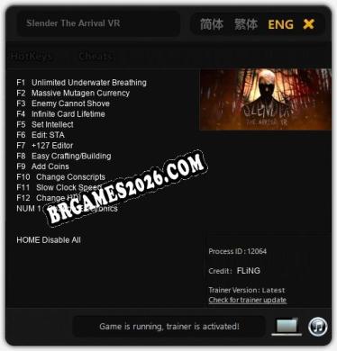 Trainer para Slender The Arrival VR [v1.0.7]