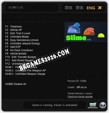 SLIME LOL: Trainer Atualizado v1.9 (todos os cheats)