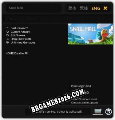 Trainer Snail Mail [PC] - 5 funções ativas