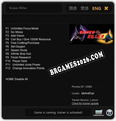 Sniper Killer: Trainer +12 [v1.9]