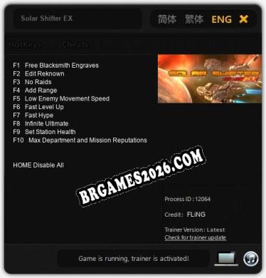 Solar Shifter EX - Trainer Funcional +10 funções