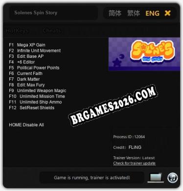 Cheats Solenes Spin Story - Trainer v3.8 por FLiNG