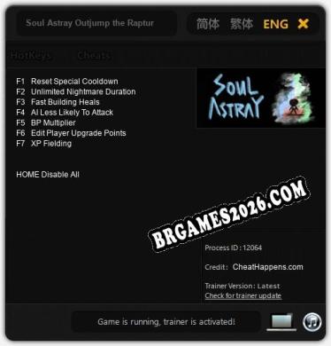 Trainer e cheats para Soul Astray Outjump the Rapture - 7 opções