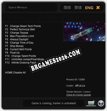 Cheats e trainer Space Menace +12 [Verificado funcionando]