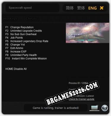 Spacecraft speed - Trainer Funcional +10 funções