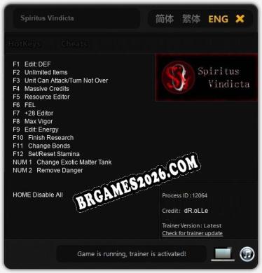 Spiritus Vindicta: Trainer +14 [v1.1]