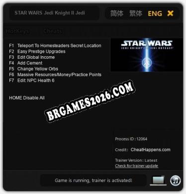 Cheats STAR WARS Jedi Knight II Jedi Outcast - Trainer v4.8 por CheatHappens.com