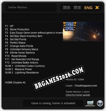 Stellar Warfare: Trainer Gratuito (+15 cheats)