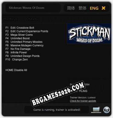 Trainer e cheats para Stickman Waves Of Doom - 10 opções