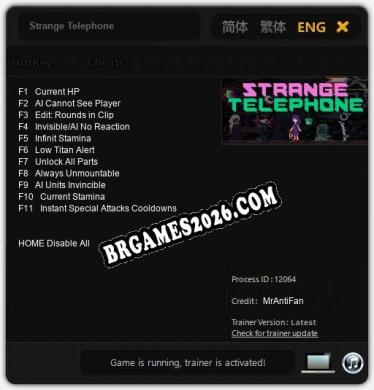 Strange Telephone - Trainer Funcional +11 funções