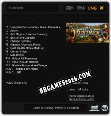Trainer Strategoria [PC] - 14 funções ativas