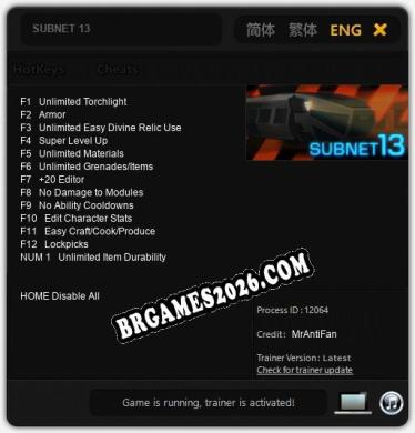 Trainer SUBNET 13 [PC] - 13 funções ativas