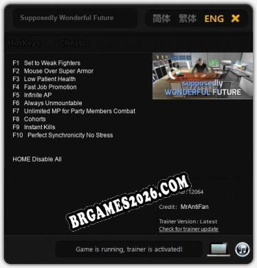 Trainer e cheats para Supposedly Wonderful Future - 10 opções